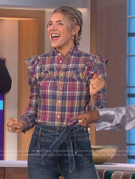 Amanda’s plaid ruffle blouse on The Talk