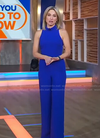 WornOnTV: Amy’s blue sleeveless jumpsuit on Good Morning America | Amy ...