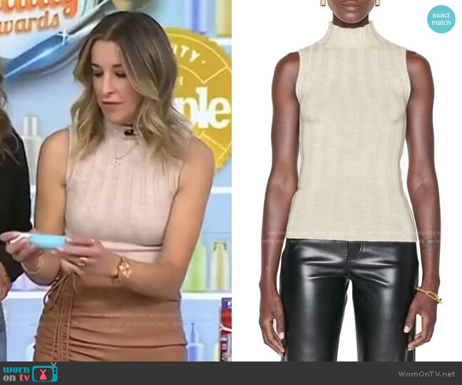 Miranda Wool Sleeveless Mock Neck Top by Anine Bing worn by Andrea Lavinthal on Today