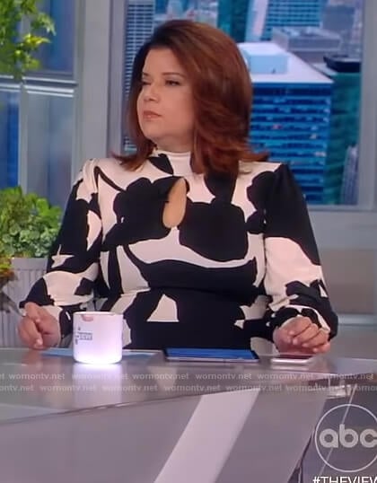 Ana’s black and white floral print dress on The View