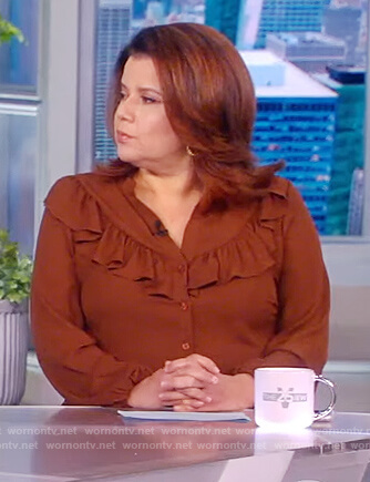 Ana’s brown ruffle blouse on The View