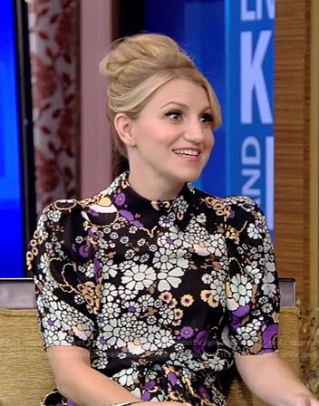 Annaleigh Ashford’s black floral dress on Live with Kelly and Ryan