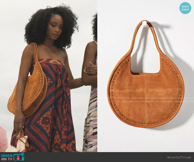 Studded Suede Tote Bag by Anthropologie worn by Angela Vaughn (Yaya DaCosta) on Our Kind of People