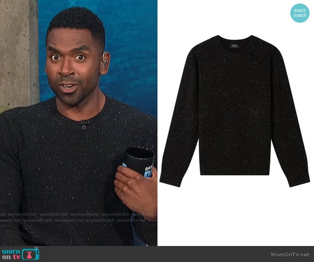 Jules Wool Crewnek Sweater by APC worn by Justin Sylvester on E! News