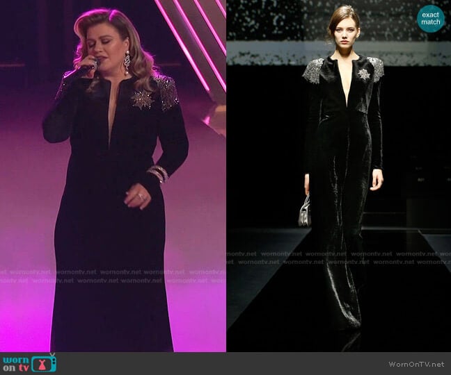 Fall Winter 2020 Collection by Giorgio Armani worn by Kelly Clarkson on The Voice