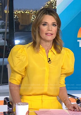 Savannah’s yellow puff sleeve blouse on Today