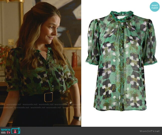 Havana Frilled Floral-Print Shirt by Ba&Sh worn by Isabella Colón (Yara Martinez) on Bull