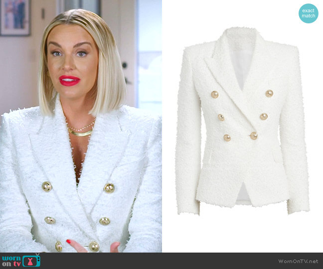 Double-Breasted Tweed Blazer by Balmain worn by Whitney Rose on The Real Housewives of Salt Lake City