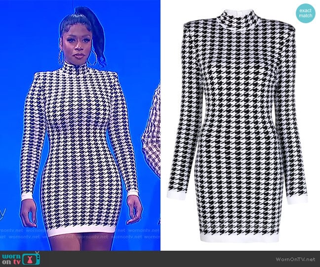 Houndstooth Knit Dress by Balmain worn by Remy Ma on The Wendy Williams Show