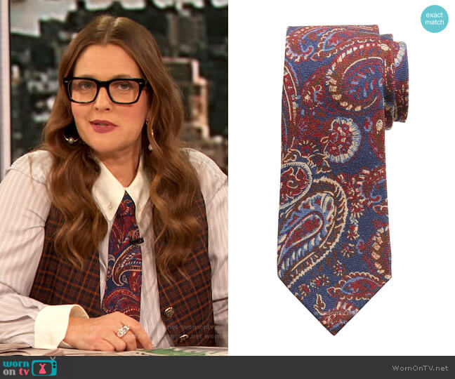 Dre Paisley Wool Tie by Banana Republic worn by Drew Barrymore on The Drew Barrymore Show