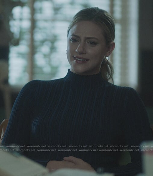 Betty's blue stripe mock neck sweater on Riverdale