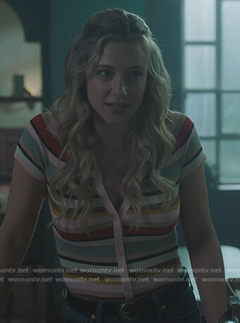 Betty's stripe ribbed polo top on Riverdale
