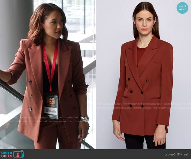 Hugo Boss Double Breasted Regular Fit Jacket worn by Iris West (Candice Patton) on The Flash