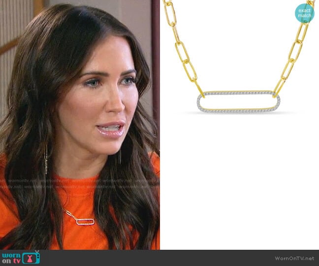 Diamond Paperclip Link Necklace by Brevani worn by Kaitlyn Bristowe on The Bachelorette