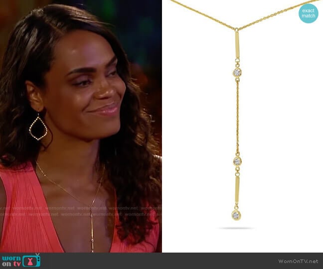 Lariat Bezel Necklace by Brevani worn by Michelle Young on The Bachelorette