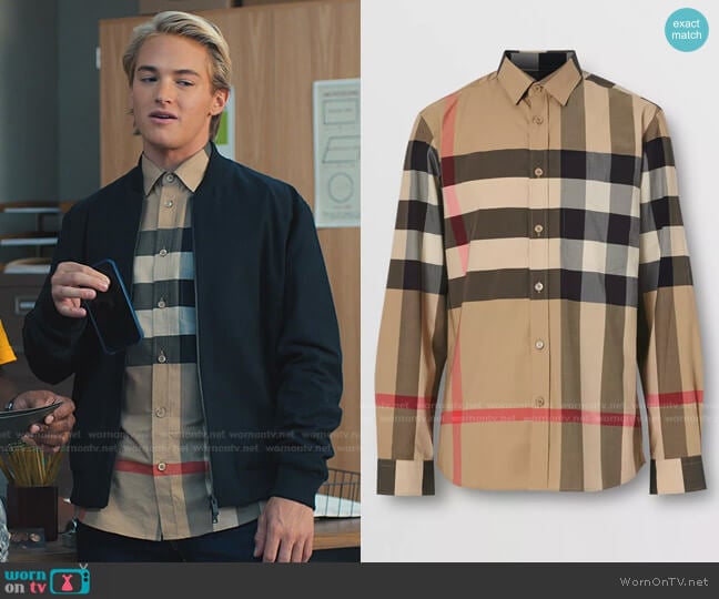 Somerton Check Shirt by Burberry worn by Mac Morris (Mitchell Hoog) on Saved By The Bell