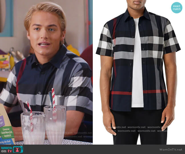 Somerton Check Short-Sleeve Sport Shirt by Burberry worn by Mac Morris (Mitchell Hoog) on Saved By The Bell