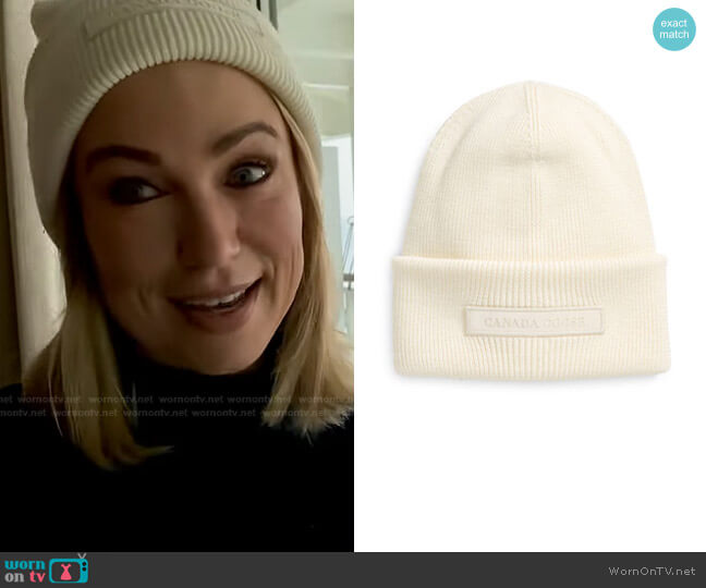 Tonal Emblem Wool Beanie by Canada Goose worn by Amy Robach on Good Morning America