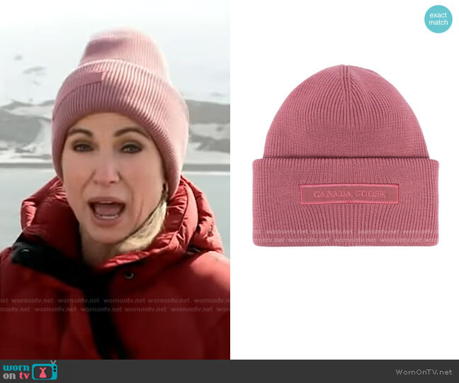 Embroidered Logo Wool Beanie by Canada Goose worn by Amy Robach on Good Morning America