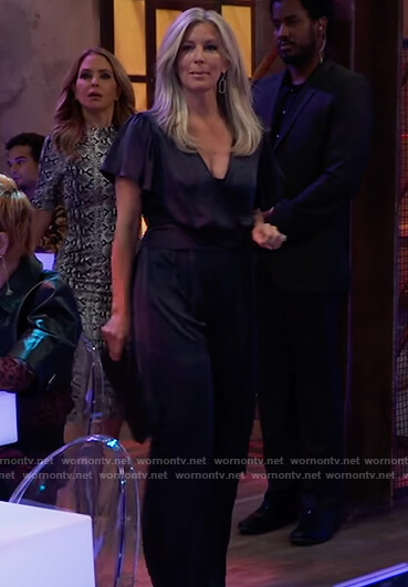 Carly's black tie waist jumpsuit on General Hospital