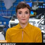 Catherine Herridge’s yellow twist neck dress on CBS Mornings