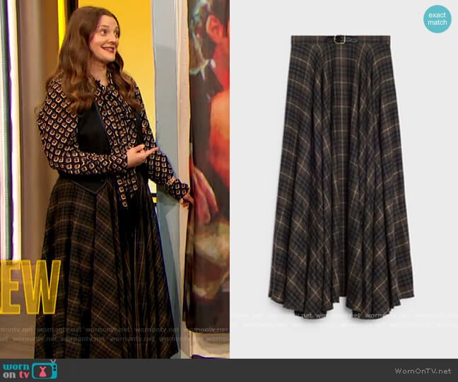 90's Midi Skirt in Checked Flannel by Celine worn by Drew Barrymore on The Drew Barrymore Show