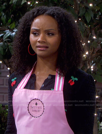 Chanel's black cherry embroidered cardigan on Days of our Lives