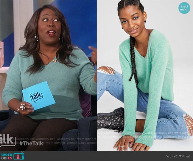 V-Neck Cashmere Sweater by Charter Club worn by Sheryl Underwood on The Talk