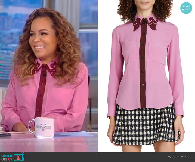 WornOnTV: Sunny’s pink contrast trim blouse on The View | Sunny Hostin ...