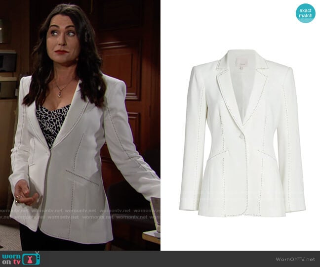 Cinq a Sept Zion Contrast Stitch Blazer worn by Quinn Fuller (Rena Sofer) on The Bold and the Beautiful