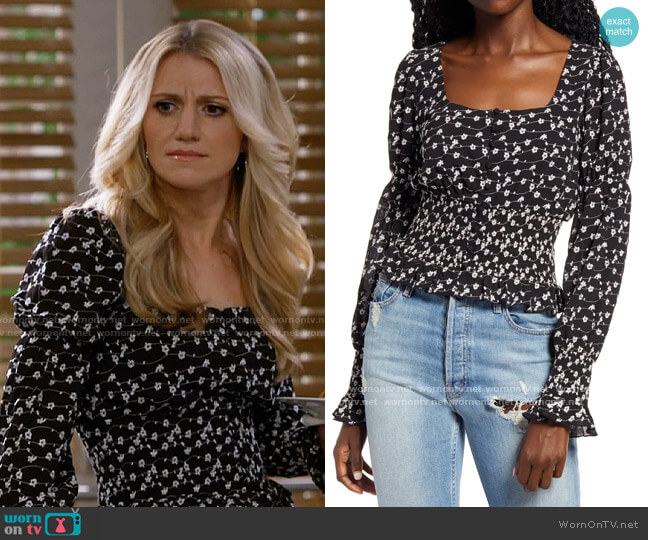 WornOnTV: Gina’s black floral top on B Positive | Annaleigh Ashford ...