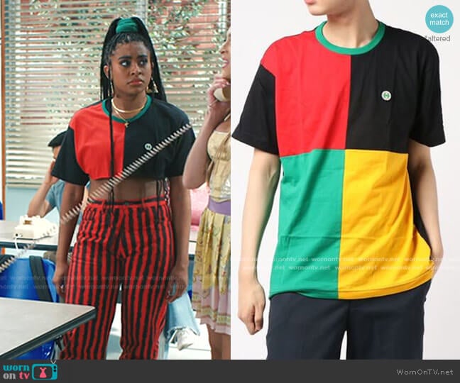 Color Block Square T-Shirt by Cross Colours worn by Aisha (Alycia Pascual-Pena) on Saved By The Bell