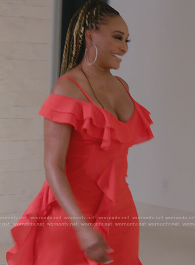 Cynthia's red ruffle maxi dress on The Real Housewives Ultimate Girls Trip