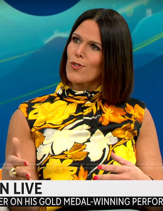 Dana Jacobson's yellow floral top on CBS Mornings