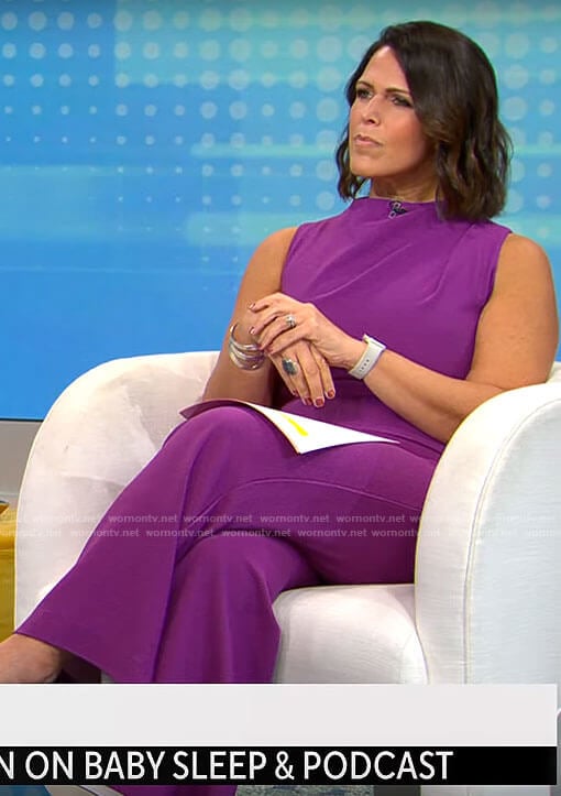 Dana Jacobson’s purple jumpsuit on CBS Satirdau Morning