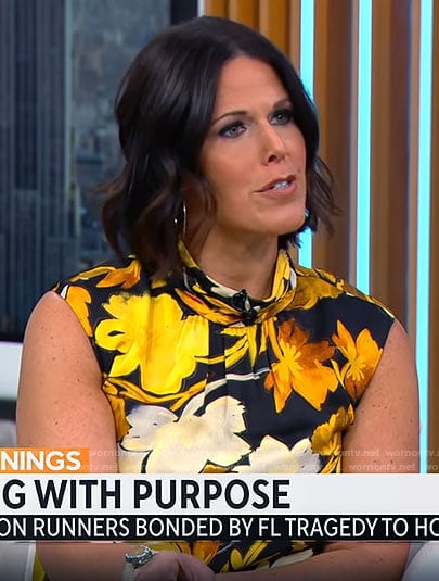 Dana Jacobson’s yellow floral top on CBS Mornings