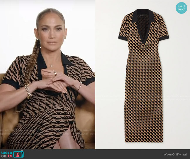 Flocked Stretch-Mesh Midi Dress by David Koma worn by Jennifer Lopez on Today