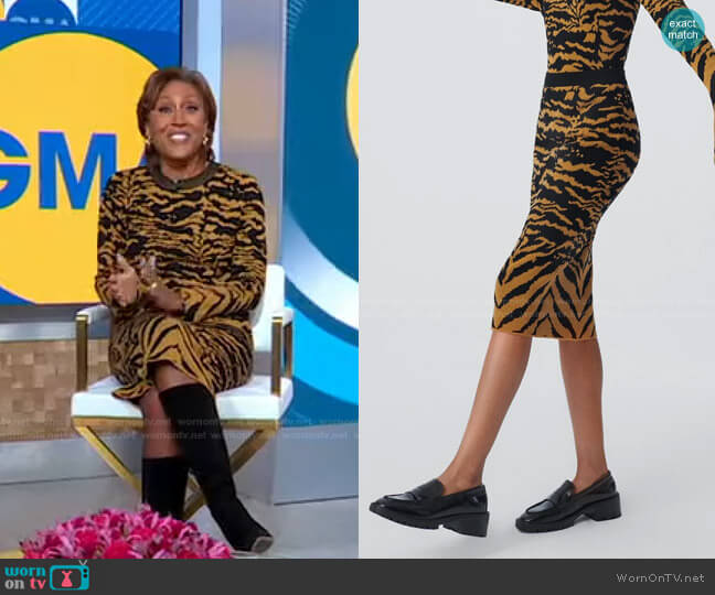 Eira Knit Jacquard Midi Skirt by Diane von Furstenberg worn by Robin Roberts on Good Morning America