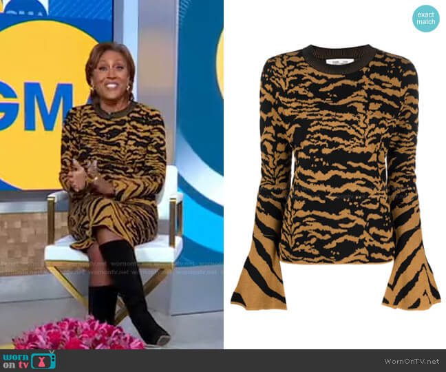 Beverly Knit Jacquard Sweater by Diane von Furstenberg worn by Robin Roberts on Good Morning America