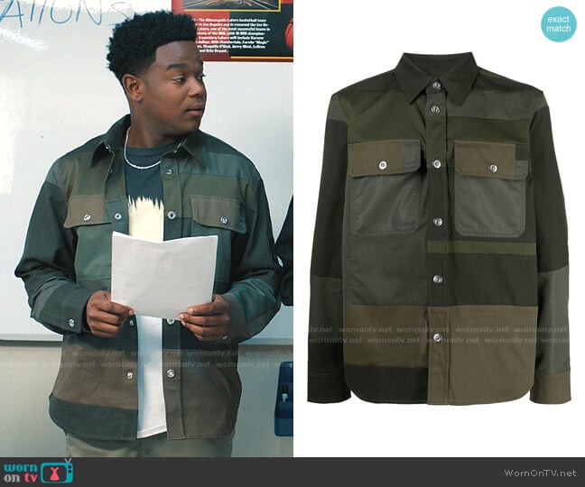 Patchwork Press-Stud Shirt by Diesel worn by DeVante (Dexter Darden) on Saved By The Bell