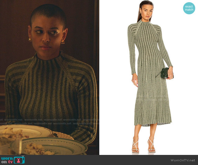 Natural Stripe Rib Long Sleeve Dress by Dion Lee worn by Julien Calloway (Jordan Alexander) on Gossip Girl