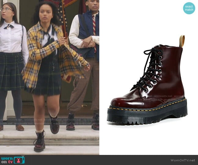 Vegan Jadon II 8 Eye Boots by Dr. Martens worn by Zoya Lott (Whitney Peak) on Gossip Girl