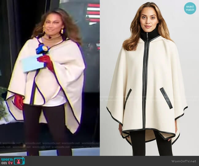 Hooded Wool Cape by Elie Tahari worn by Ginger Zee on Good Morning America