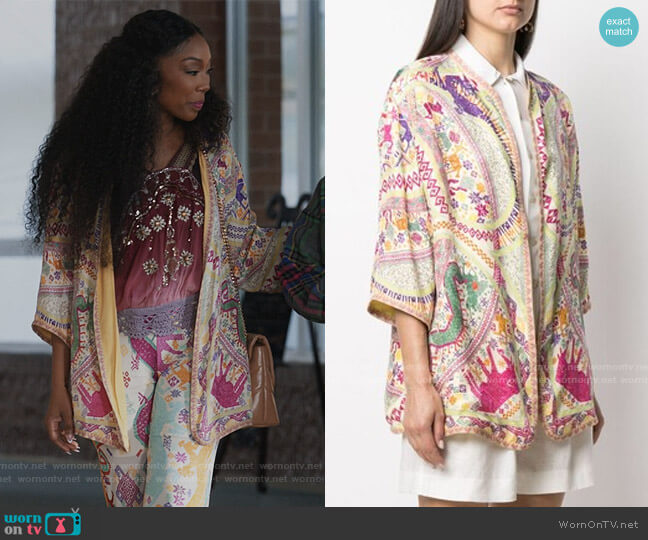 Embroidered Kimono Style Jacket by Etro worn by Naomi (Brandy Norwood) on Queens