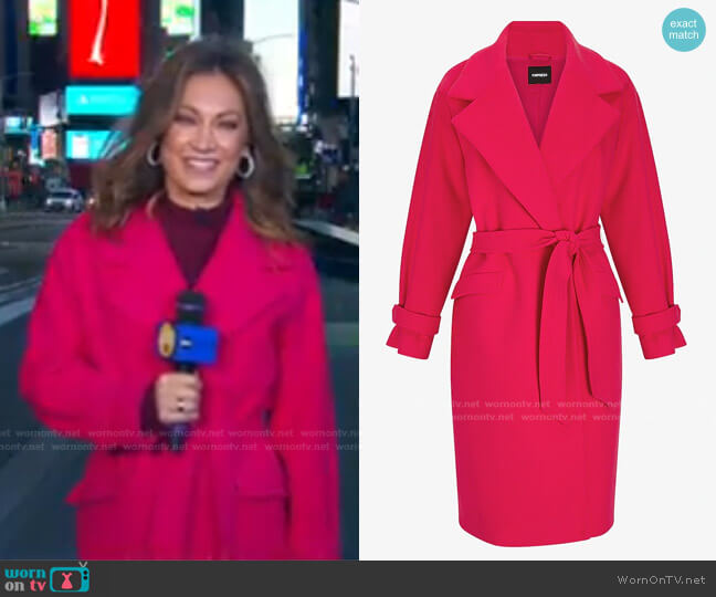 WornOnTV: Ginger’s pink wrap coat on Good Morning America | Ginger Zee ...