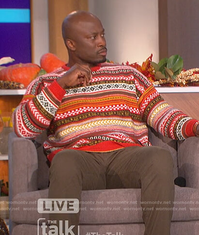 Akba's fair isle knit sweater on The Talk