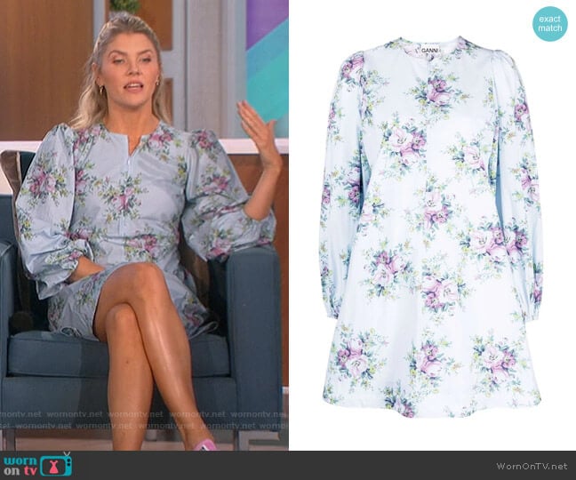 Floral Poplin Mini Dress by Ganni worn by Amanda Kloots on The Talk