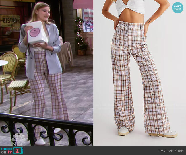 WornOnTV: Allie's white lace top and lilac plaid pants on Days of