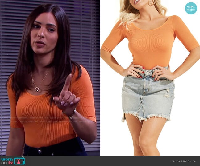 Preya Bodysuit by Guess worn by Gabi Hernandez (Camila Banus) on Days of our Lives