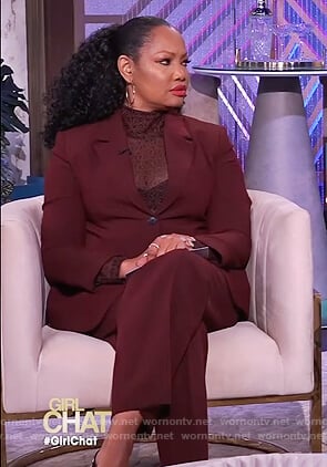 Garcelle’s burgundy blazer and pants on The Real